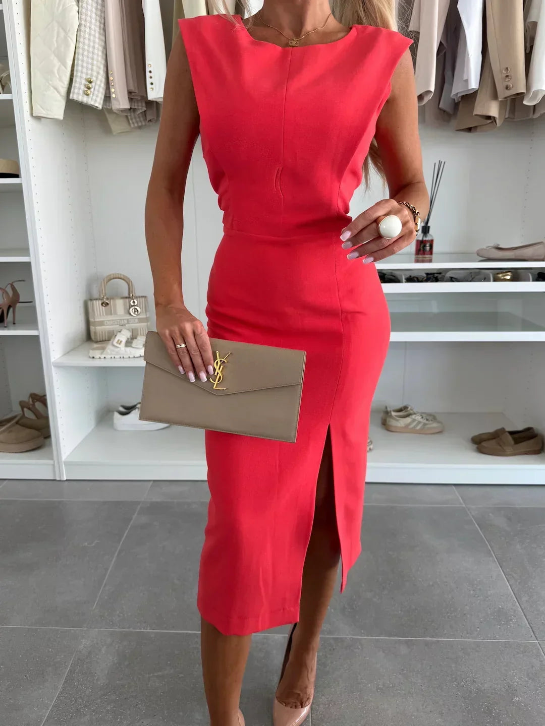 Aveline™ | Button-Front Midi Dress