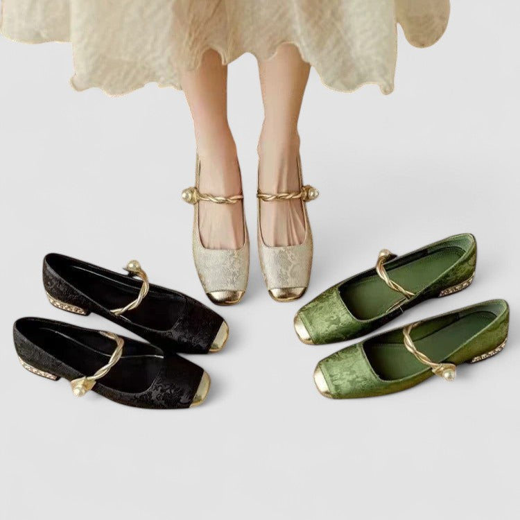 Camille Satin Baby Shoes with Jewel-Embellished Heel