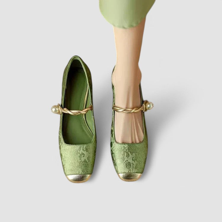 Camille Satin Baby Shoes with Jewel-Embellished Heel