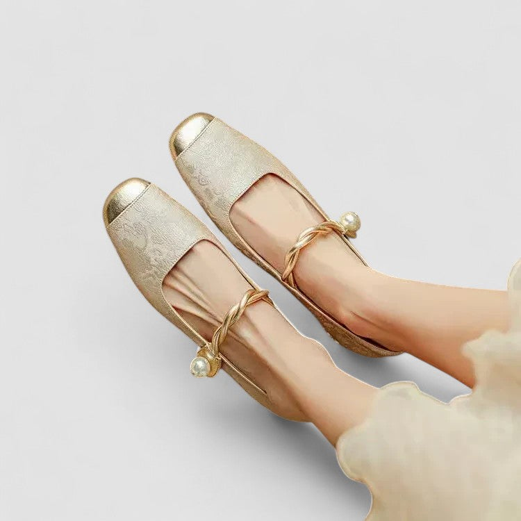 Camille Satin Baby Shoes with Jewel-Embellished Heel