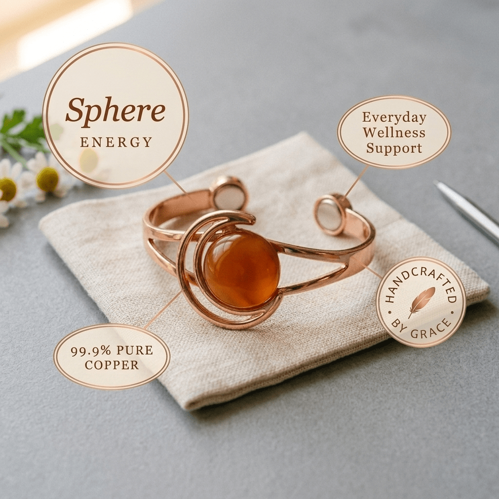 Sphere Orange Copper Bracelet