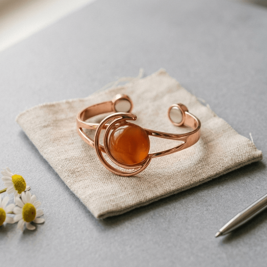 Sphere Orange Copper Bracelet