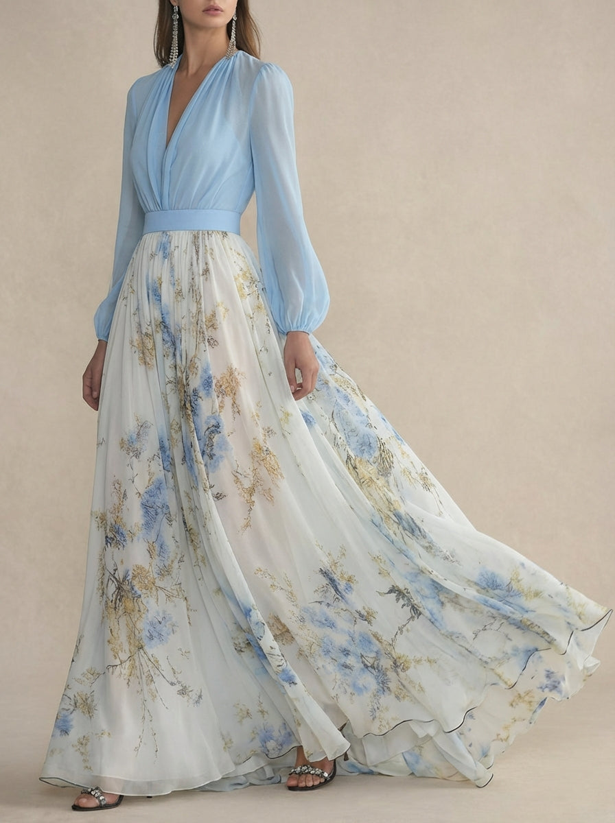 Aveline™ | Floral Chiffon Maxi Dress