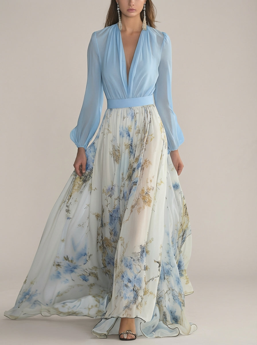 Aveline™ | Floral Chiffon Maxi Dress