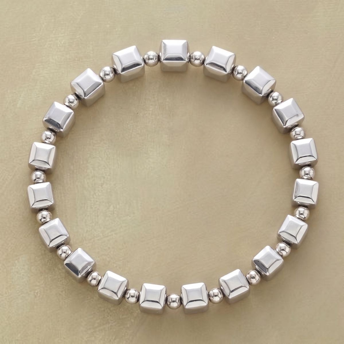 Vintage Silver Cubic Beads Bracelet