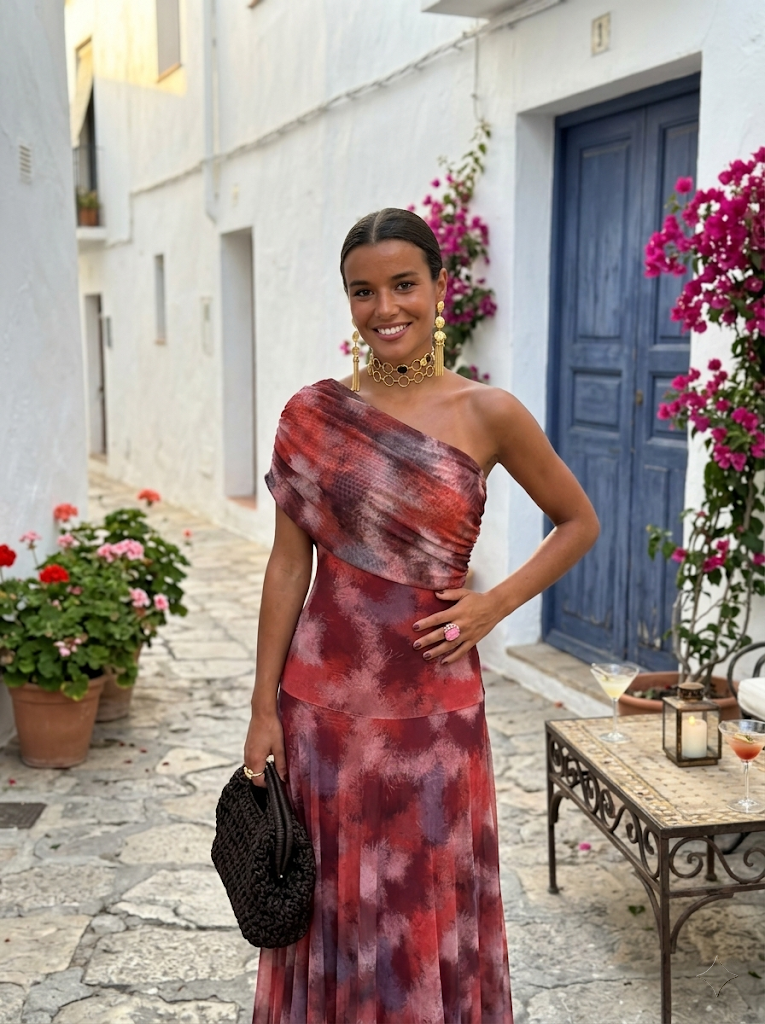 Aveline™ | One-Shoulder Print Maxi Dress