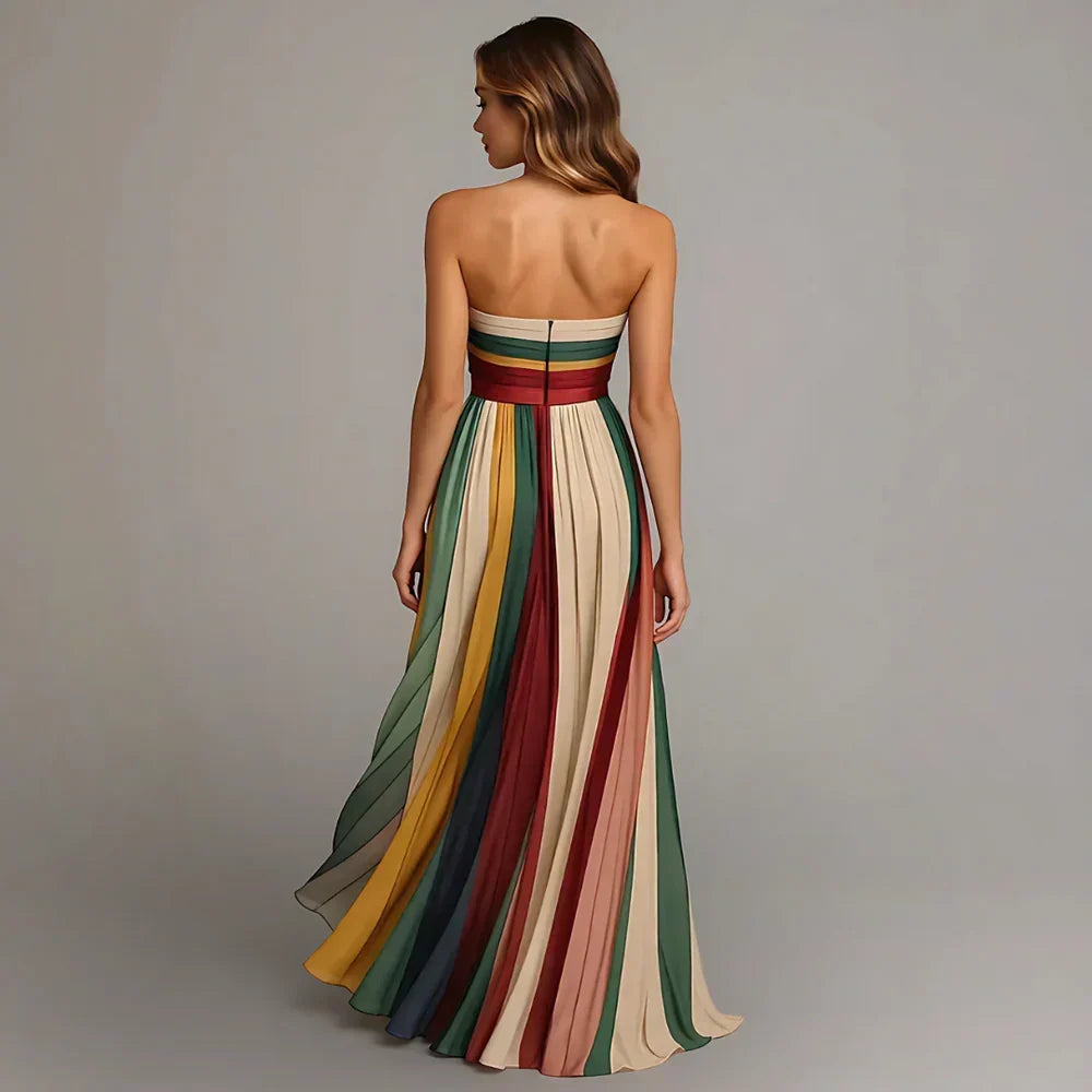 Aveline™ | Strapless Pleated Maxi Dress