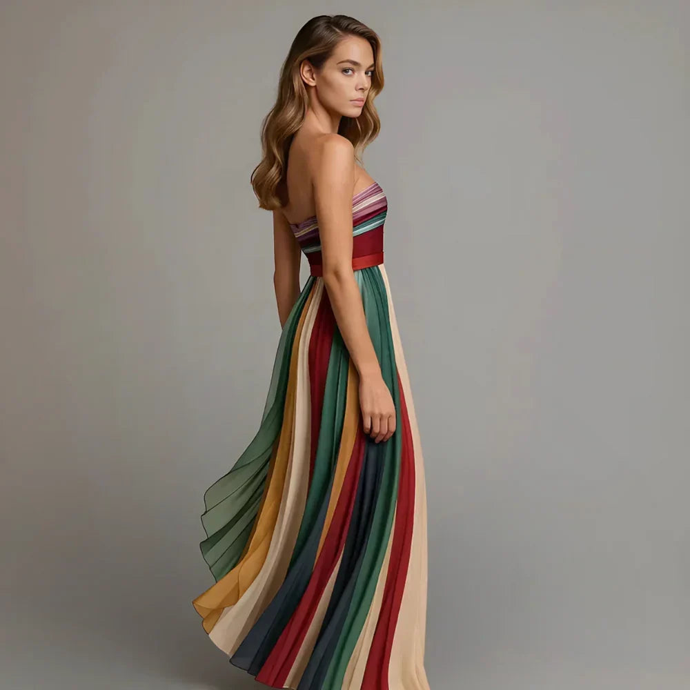 Aveline™ | Strapless Pleated Maxi Dress