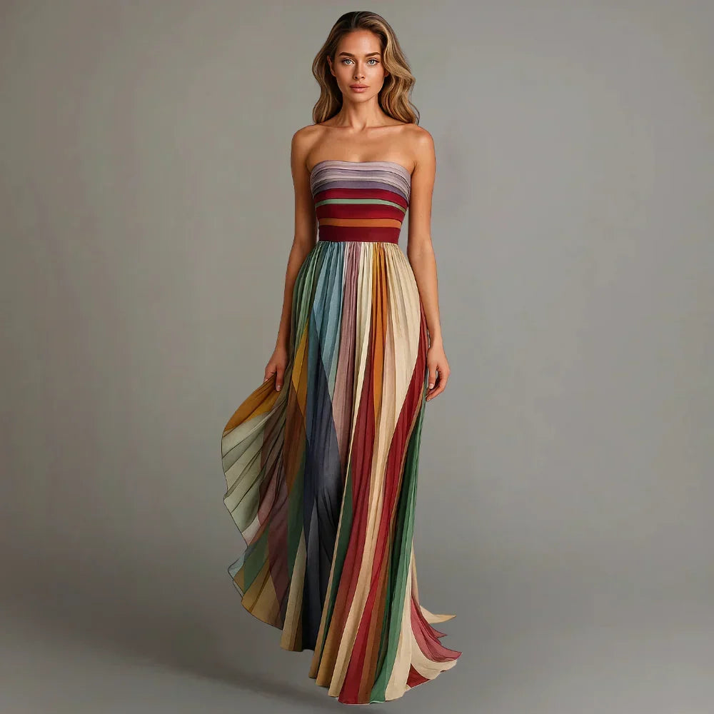 Aveline™ | Strapless Pleated Maxi Dress