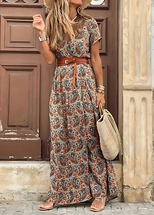 Aveline™ | Floral Belted Maxi Dress
