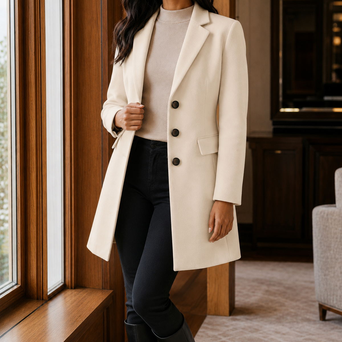 Scarlett | Single-Breasted Wool Overcoat