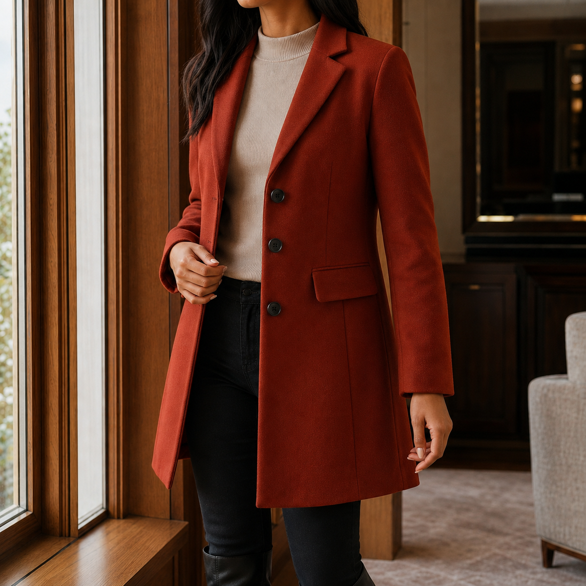 Scarlett | Single-Breasted Wool Overcoat