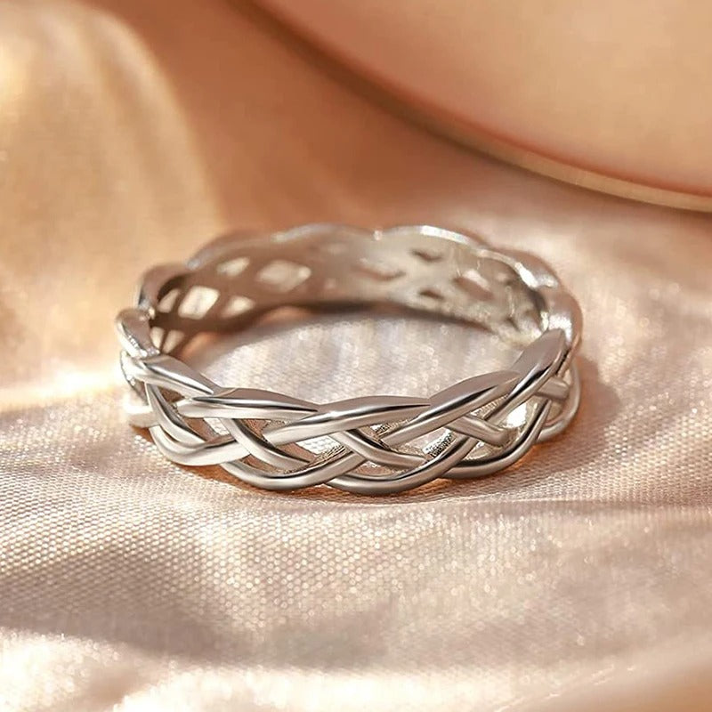 Twisted Silver Woven Band Ring