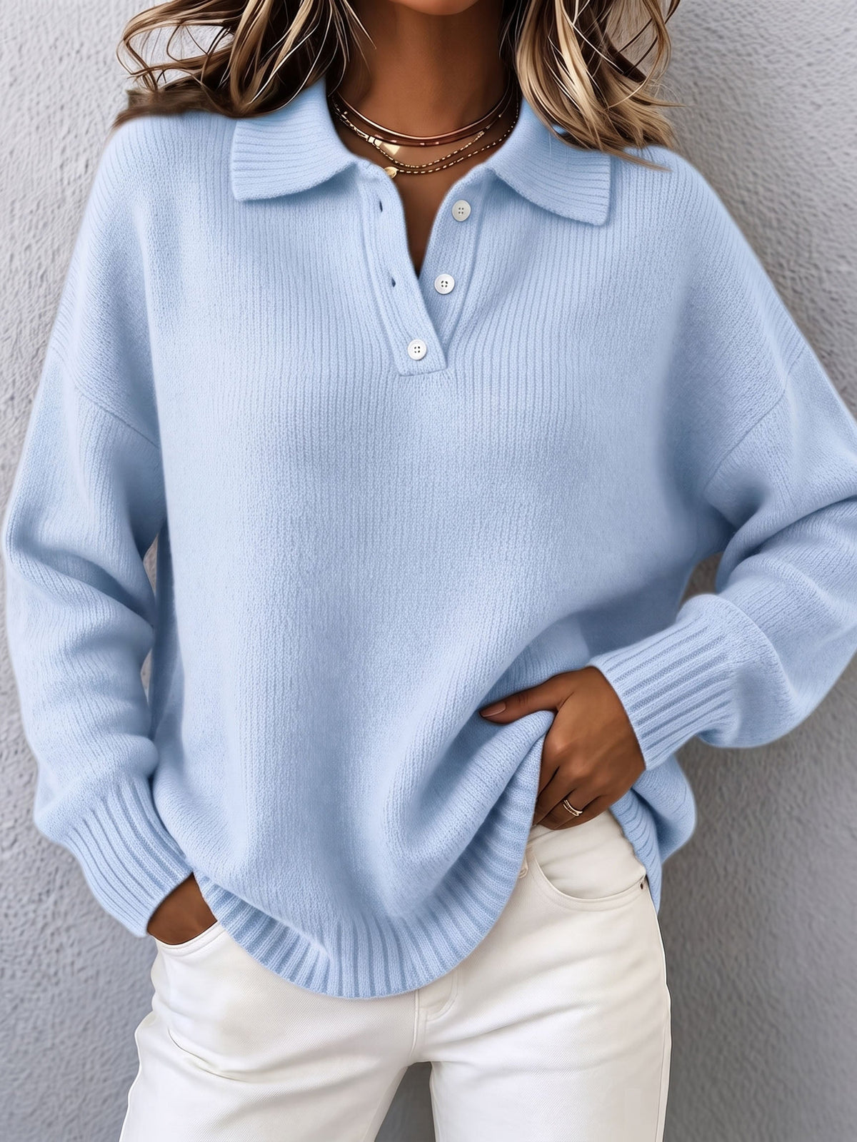 Marvelle | Chic Polo Hooded Knit Sweater