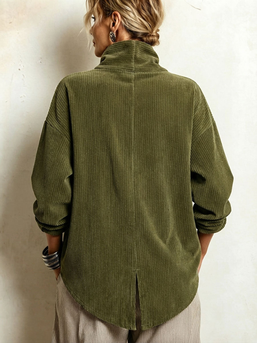 Corduroy Sweater in Olive Green