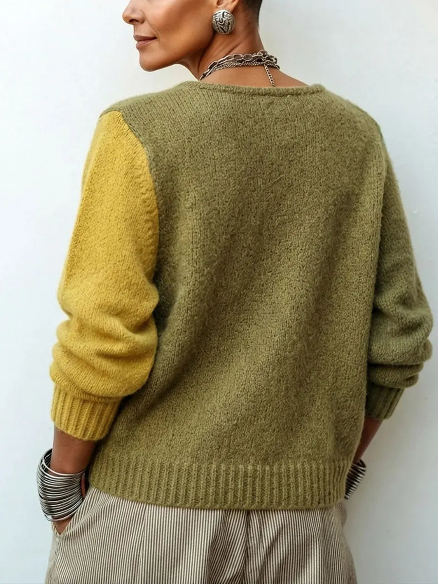 Claudia | Asymmetric Color-Block Knit Sweater