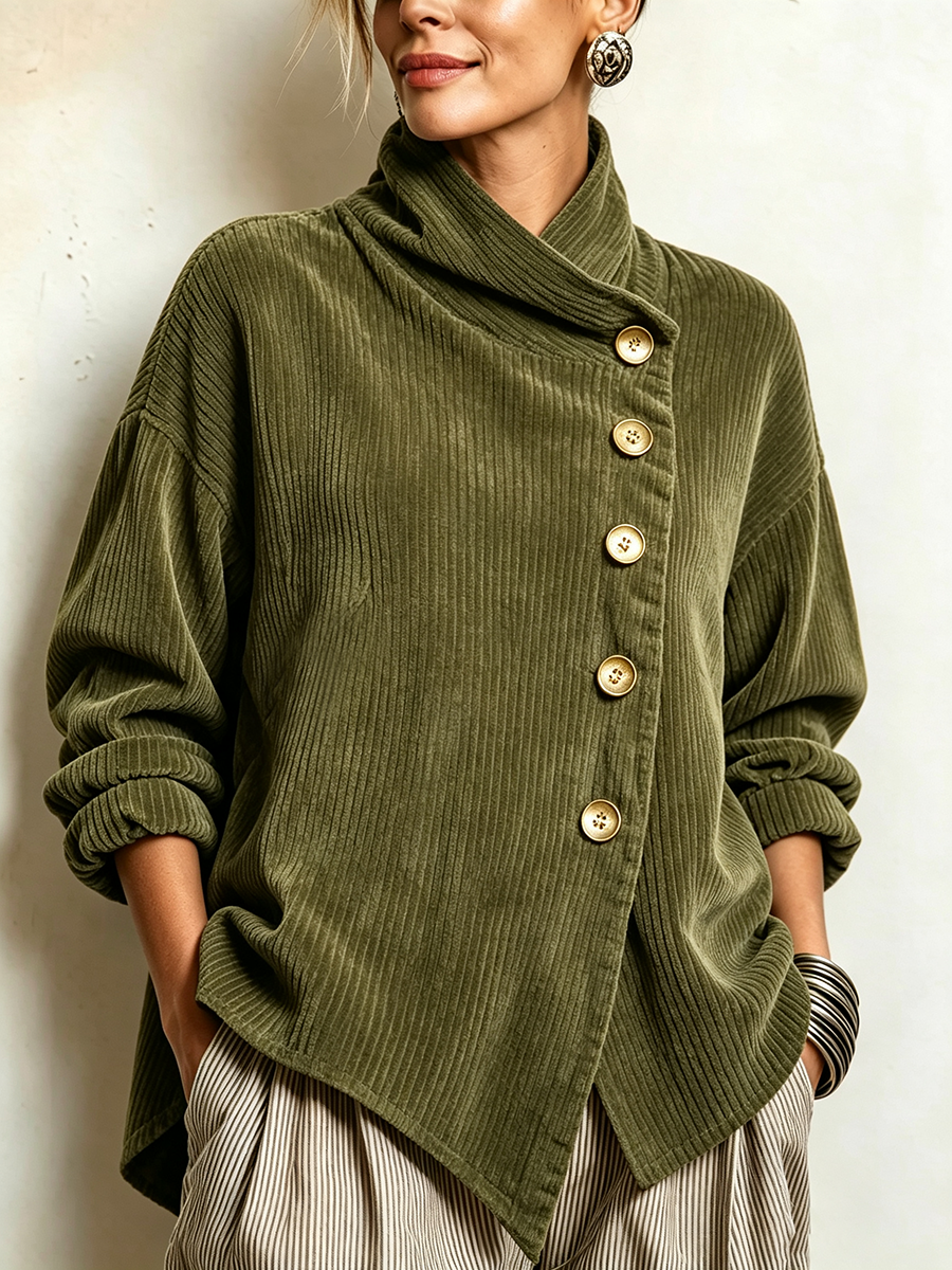 Corduroy Sweater in Olive Green