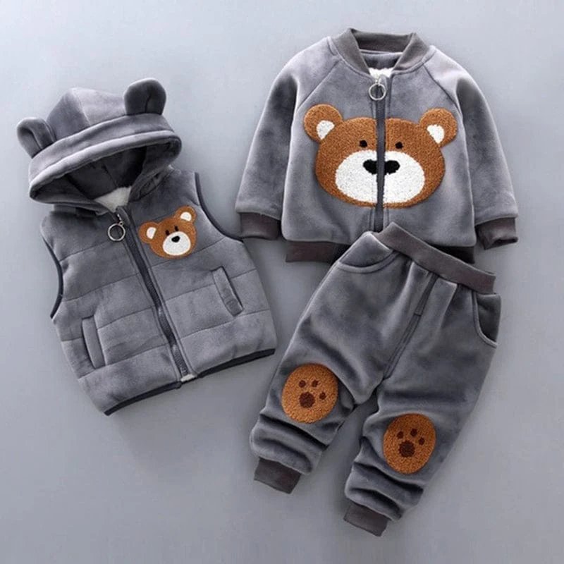 TinyTeddy™ – Cosy Bear Hooded Vest 3-Piece Set