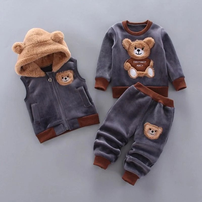TinyTeddy™ – Cosy Bear Hooded Vest 3-Piece Set