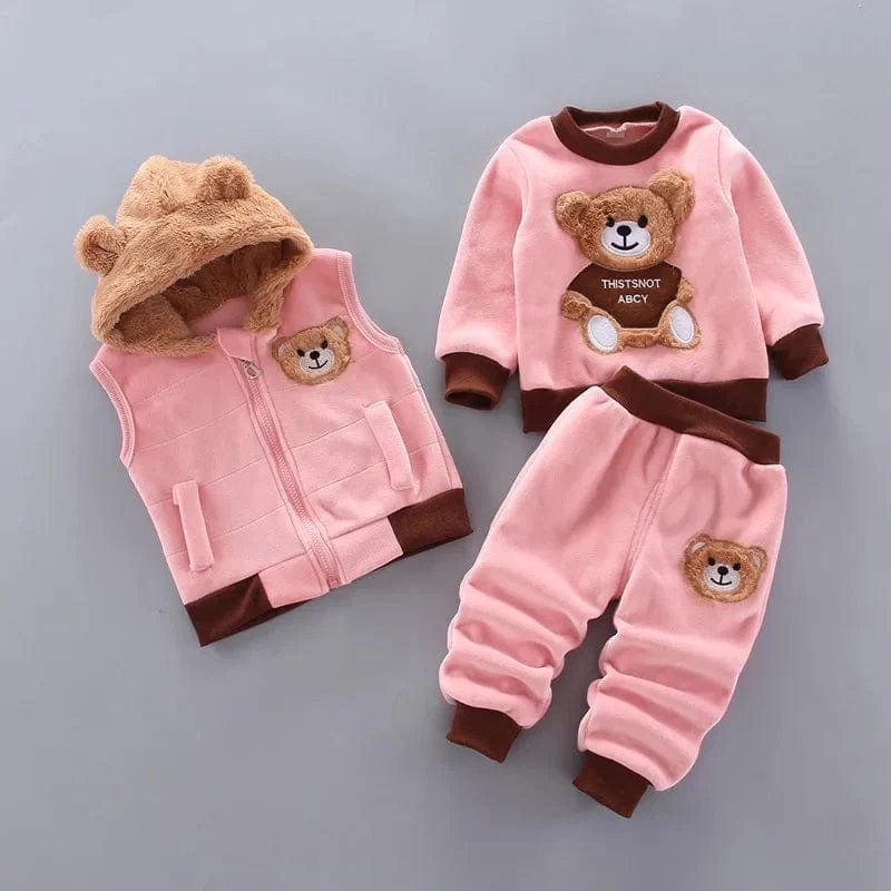 TinyTeddy™ – Cosy Bear Hooded Vest 3-Piece Set