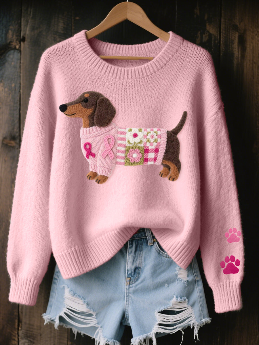 Naoni | Knitted Sweater with Wool-Felt Dachshund Motif