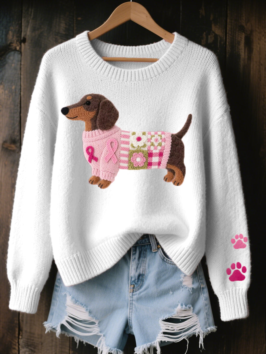 Naoni | Knitted Sweater with Wool-Felt Dachshund Motif