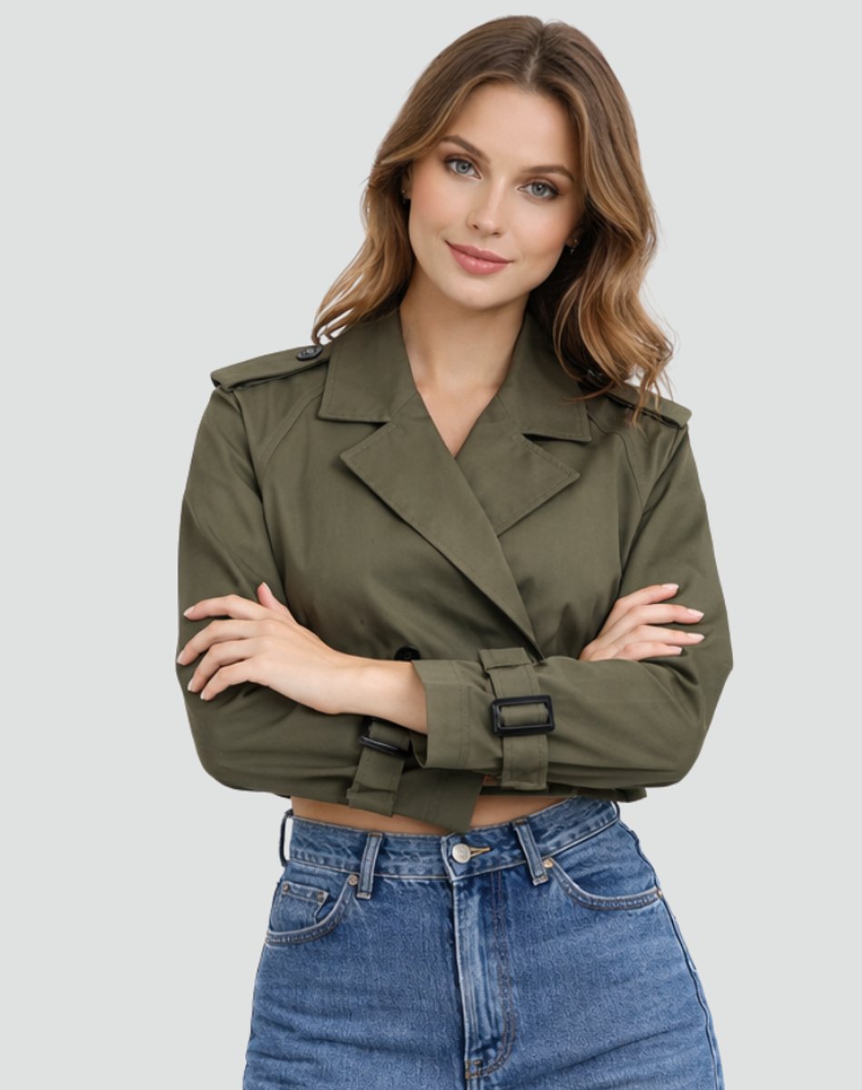 Bridget | Cropped Belted Trench Jacket