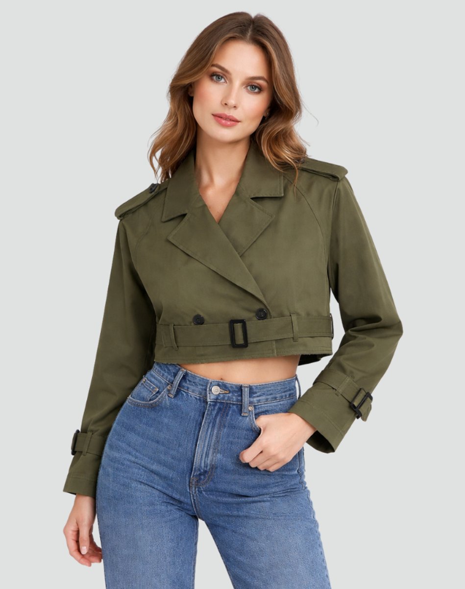 Bridget | Cropped Belted Trench Jacket