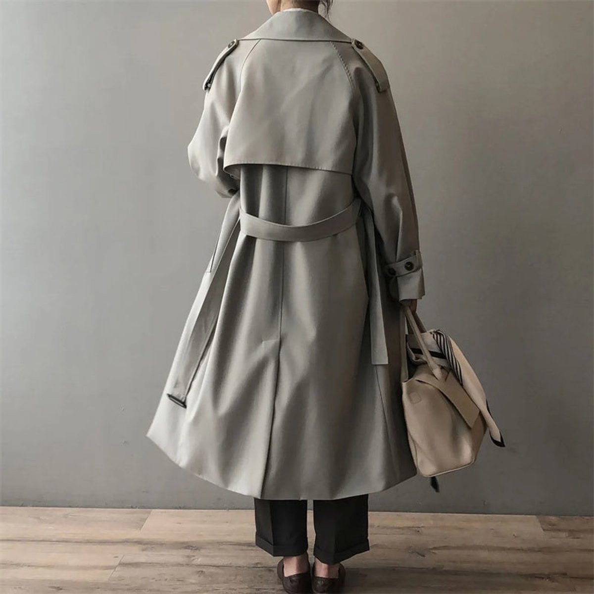 Aurelie | Double-Breasted Long Trench Coat