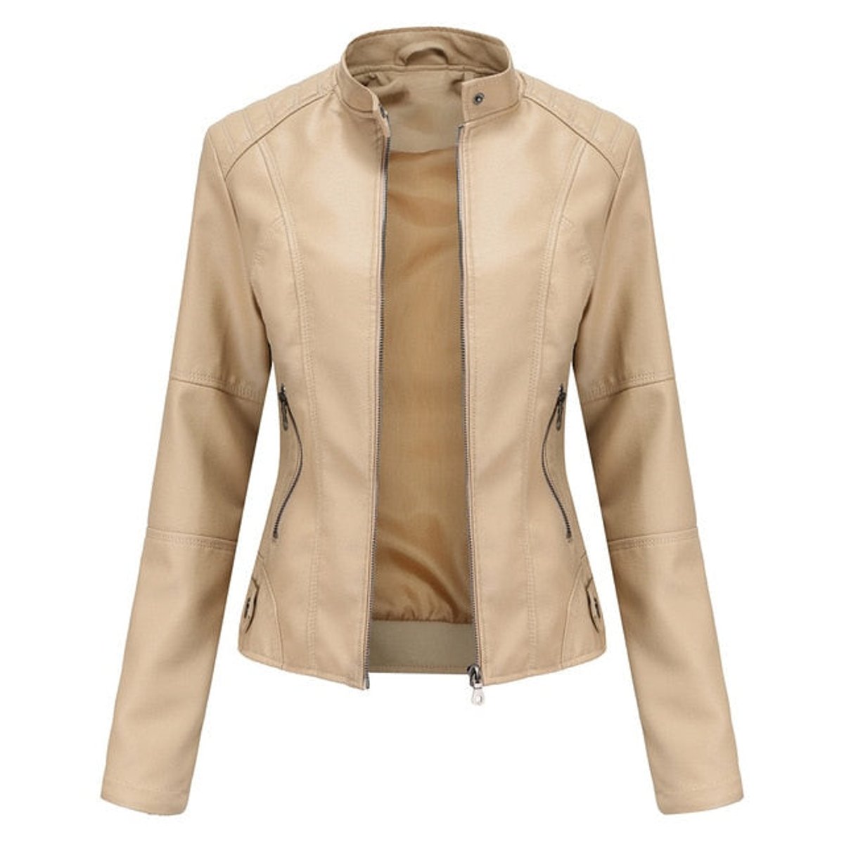 Camille | Stand-Collar Zip-Up Moto Jacket