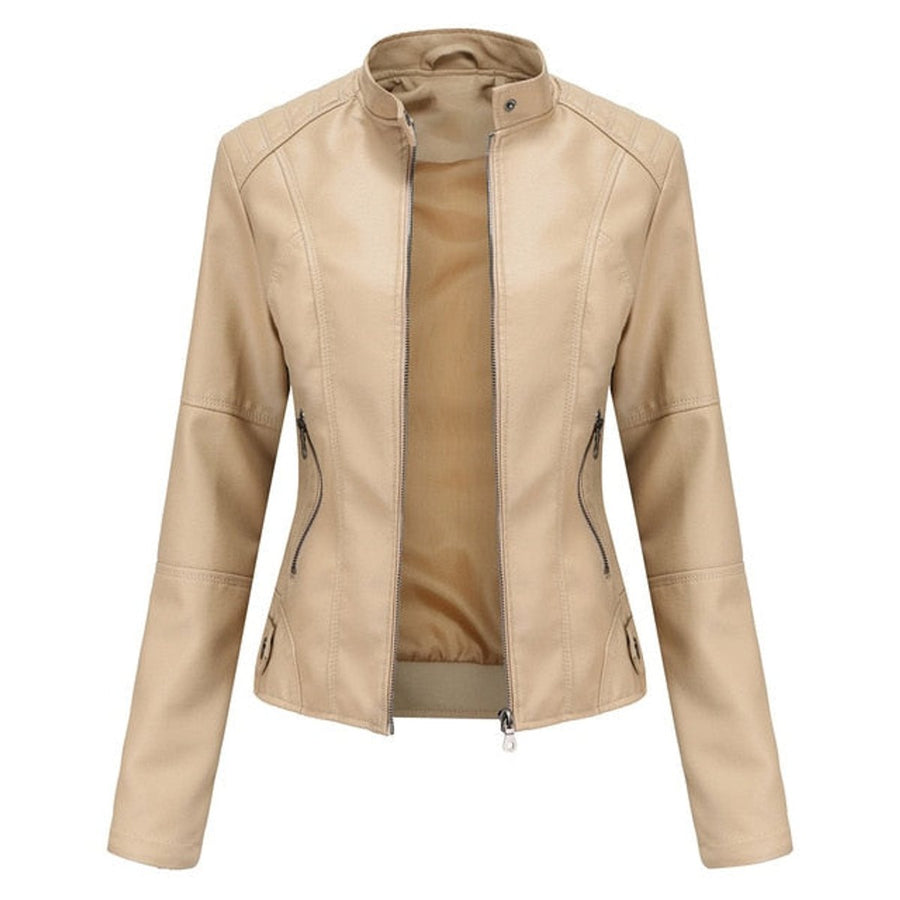 Camille | Stand-Collar Zip-Up Moto Jacket