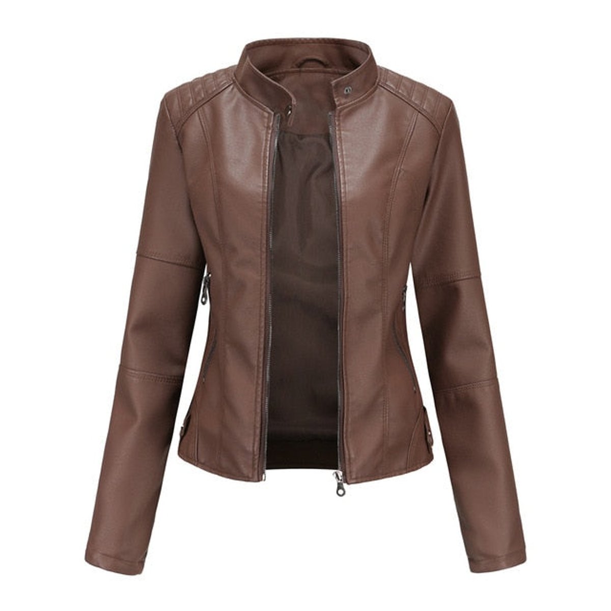 Camille | Stand-Collar Zip-Up Moto Jacket