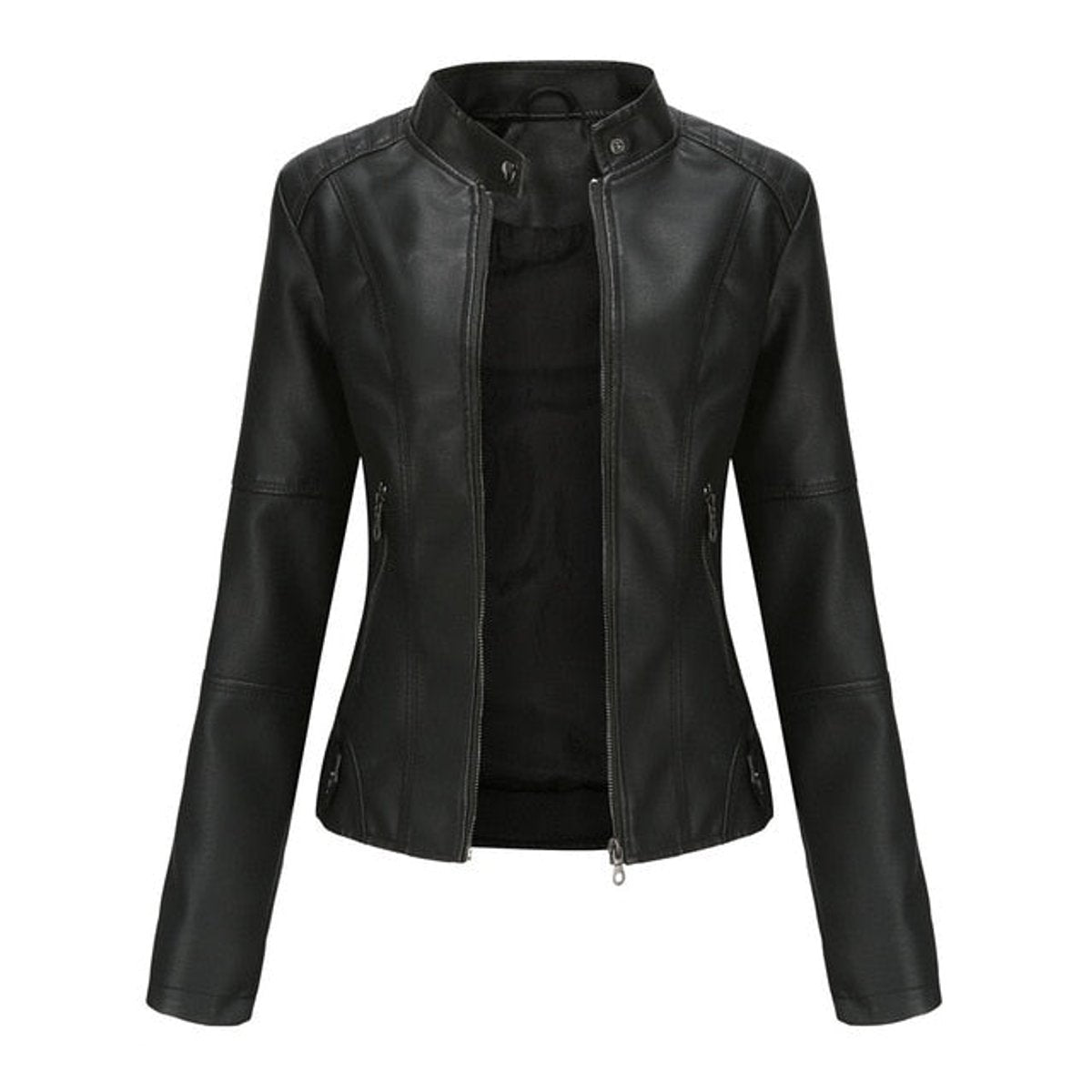 Camille | Stand-Collar Zip-Up Moto Jacket