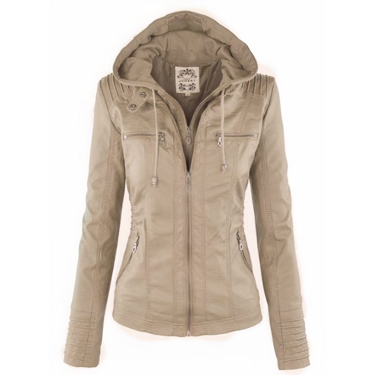 Cassia | Hooded Moto Jacket with Removable Hood