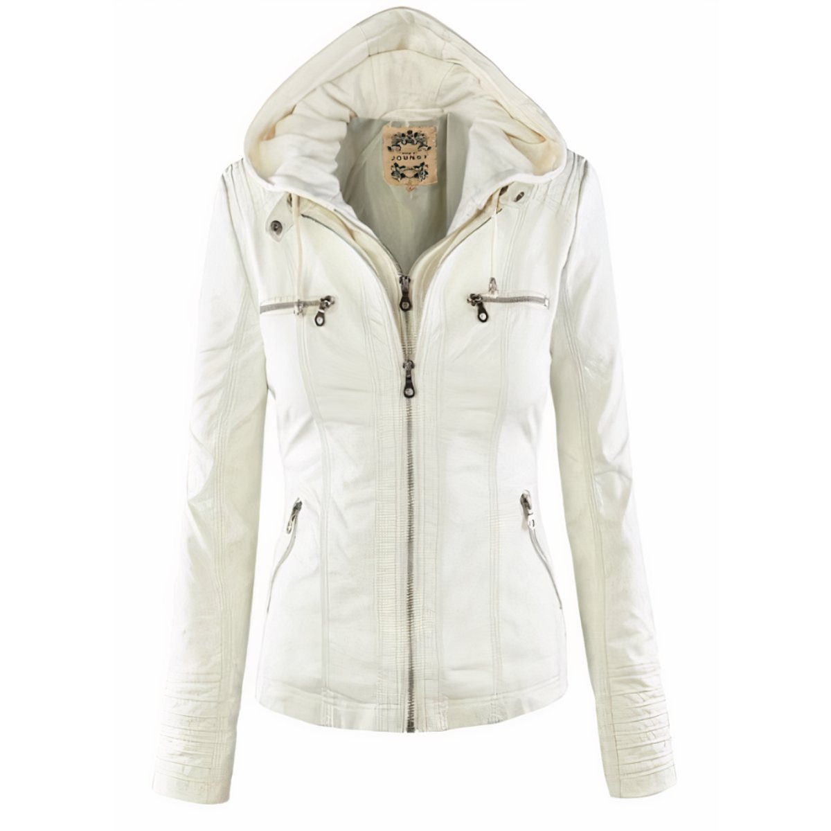 Cassia | Hooded Moto Jacket with Removable Hood