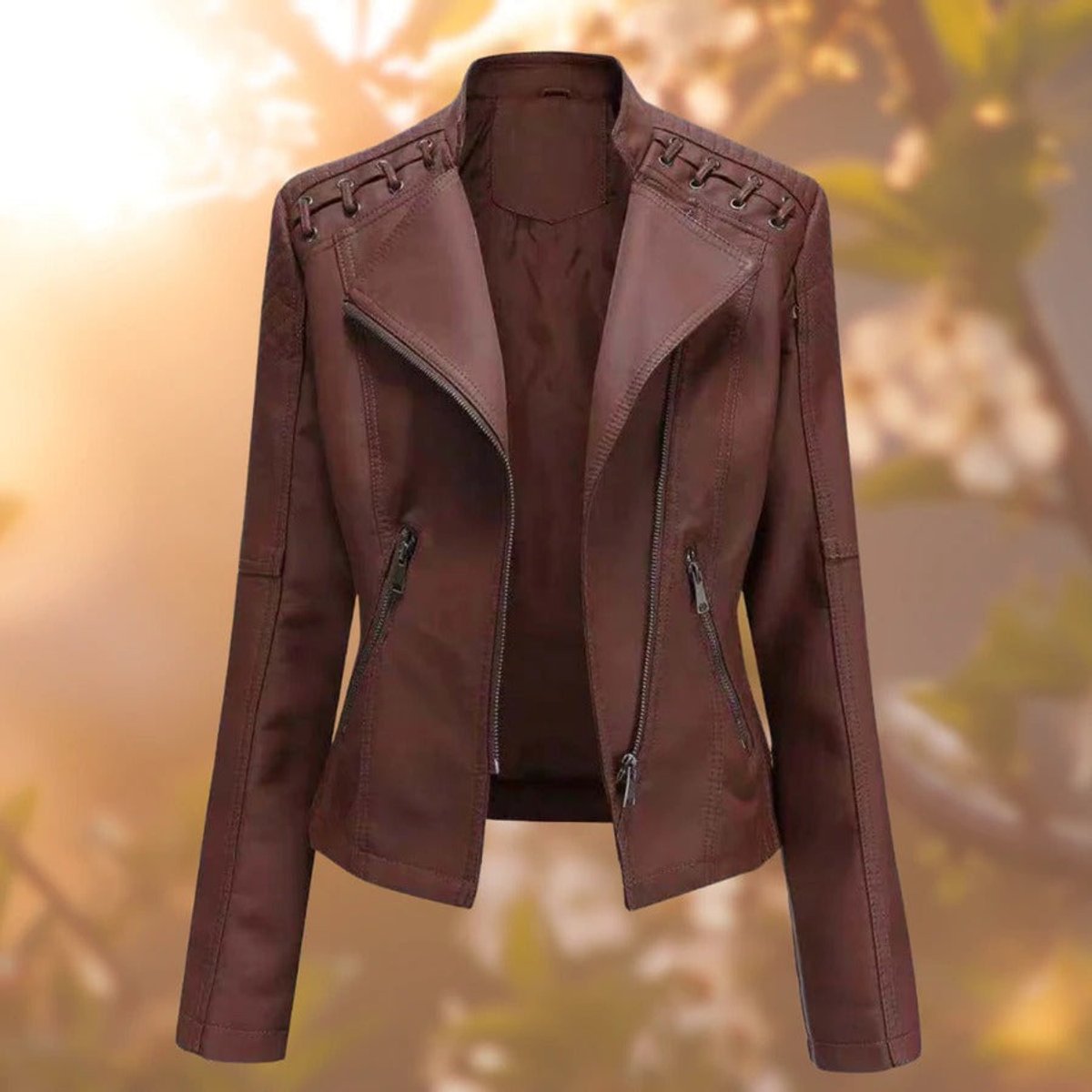 Ruby | Moto-Style Zip-Up Biker Jacket