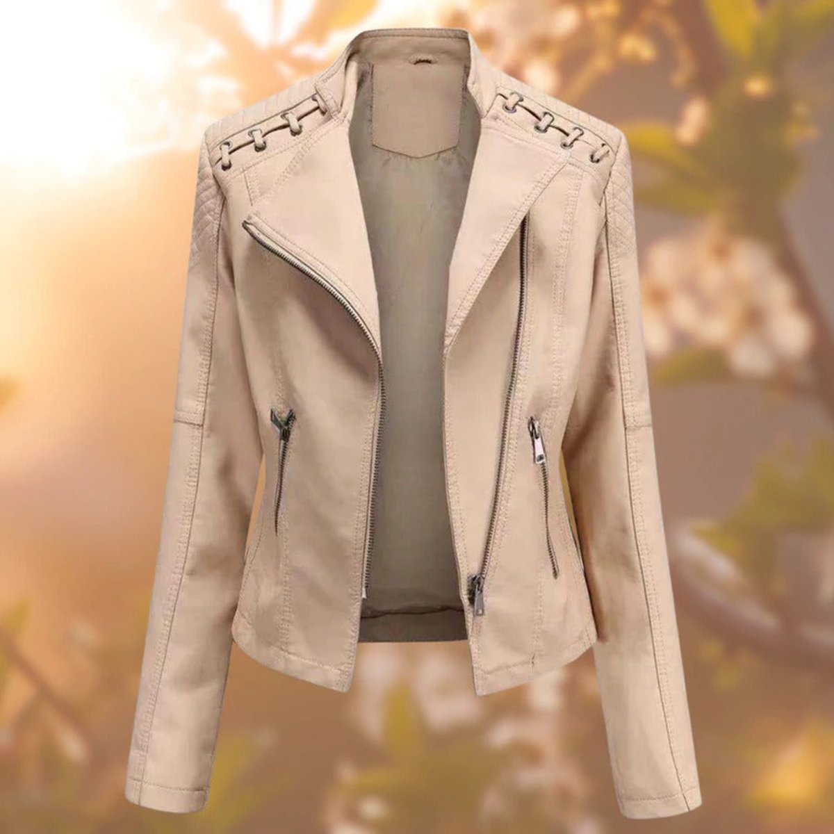 Ruby | Moto-Style Zip-Up Biker Jacket