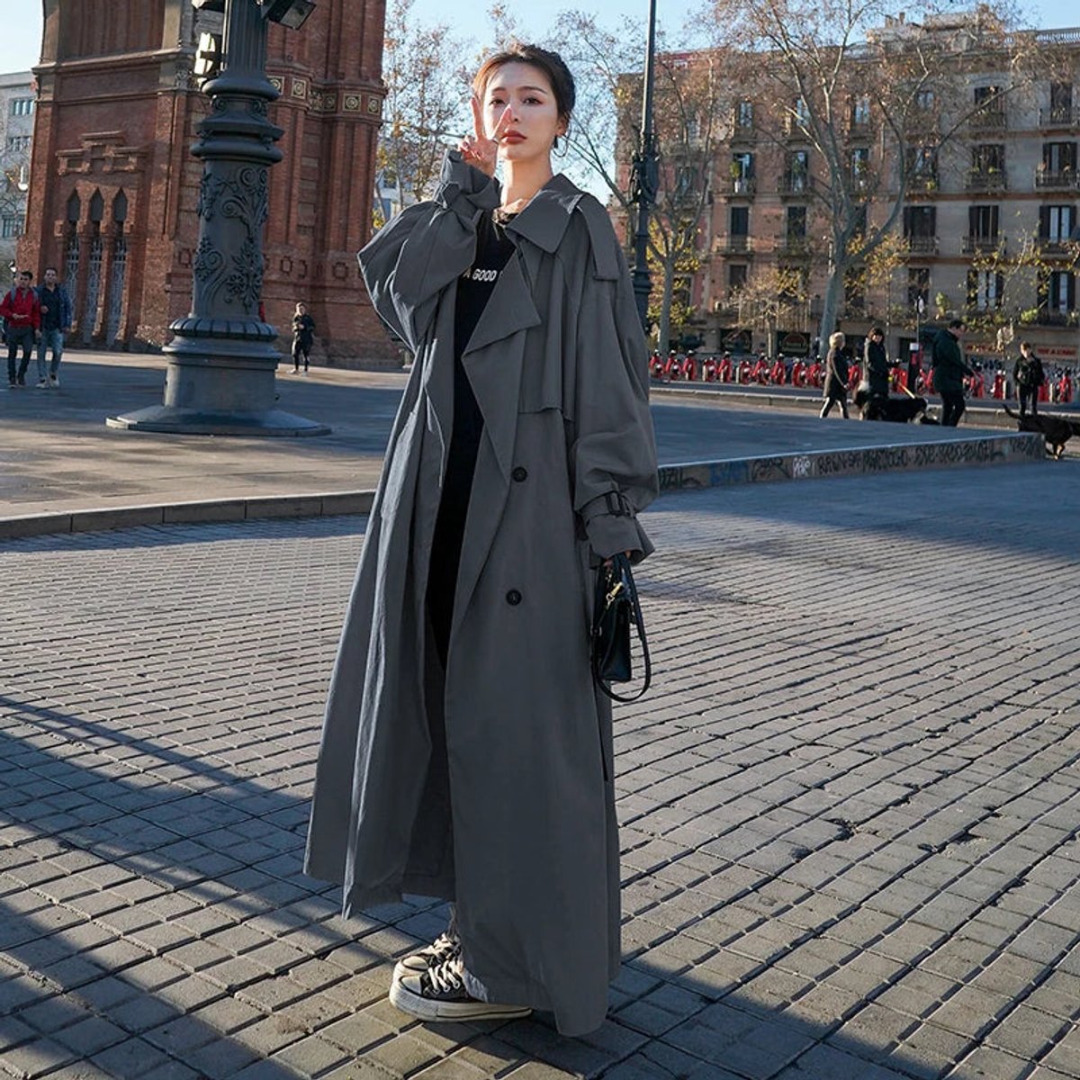 Edith | Oversized Double-Breasted Long Trench Coat