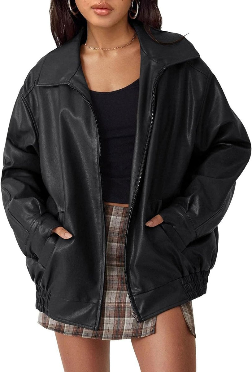 Joanne | Oversized Zip-Up Bomber Jacket
