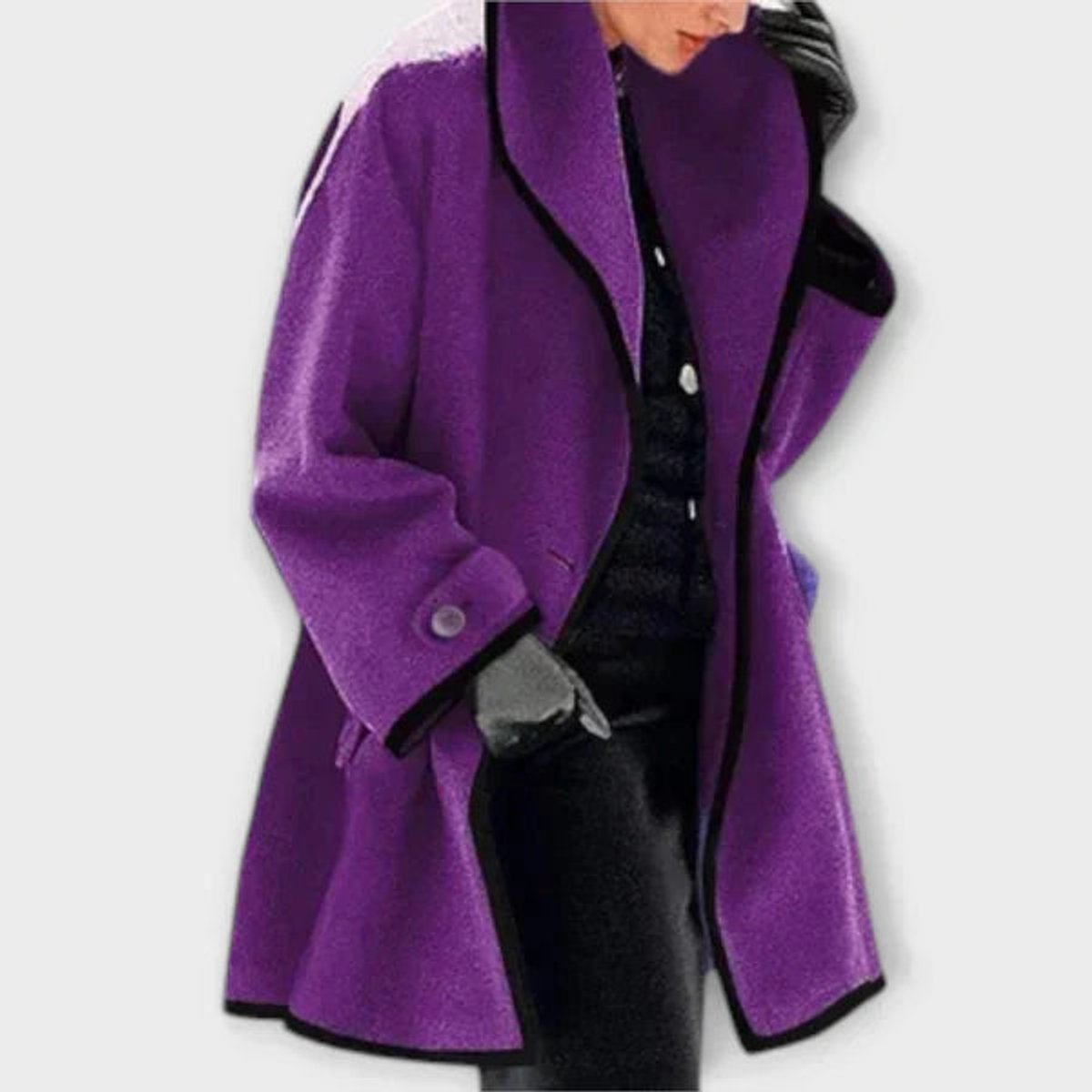 Flora | Oversized Contrast-Trim Coat